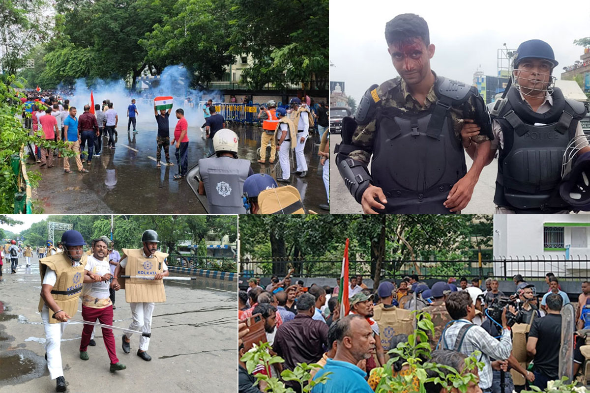 কঠোর পদক্ষেপে নবান্ন অভিযান রোধ পুলিশের