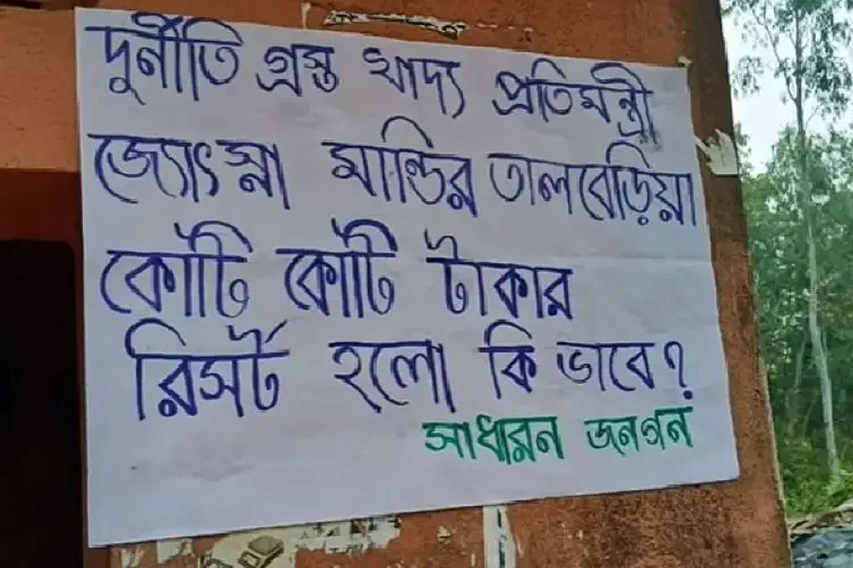 উপনির্বাচনের আগে তালডাংরায় মন্ত্রীর বিরুদ্ধে পড়ল পোস্টার