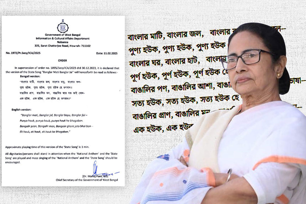 রাজ্য সঙ্গীত হিসেবে ব্যবহৃত হবে রবীন্দ্রনাথের লেখা গানের নির্দিষ্ট স্তবক